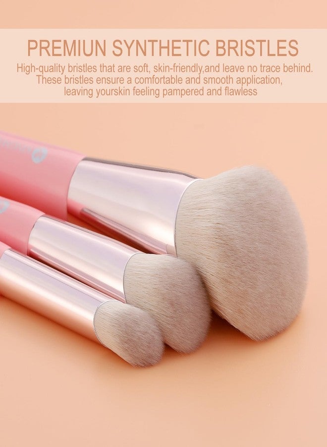 KINGMAS Angled Foundation Brush Concealer Brush, Premium Kabuki Makeup Brush for Liquid, Blending, Cream, Powder, Blush Buffing Stippling Face Makeup Tools White (Pink, 3Pcs (170W/270W/370W)) - Image 2